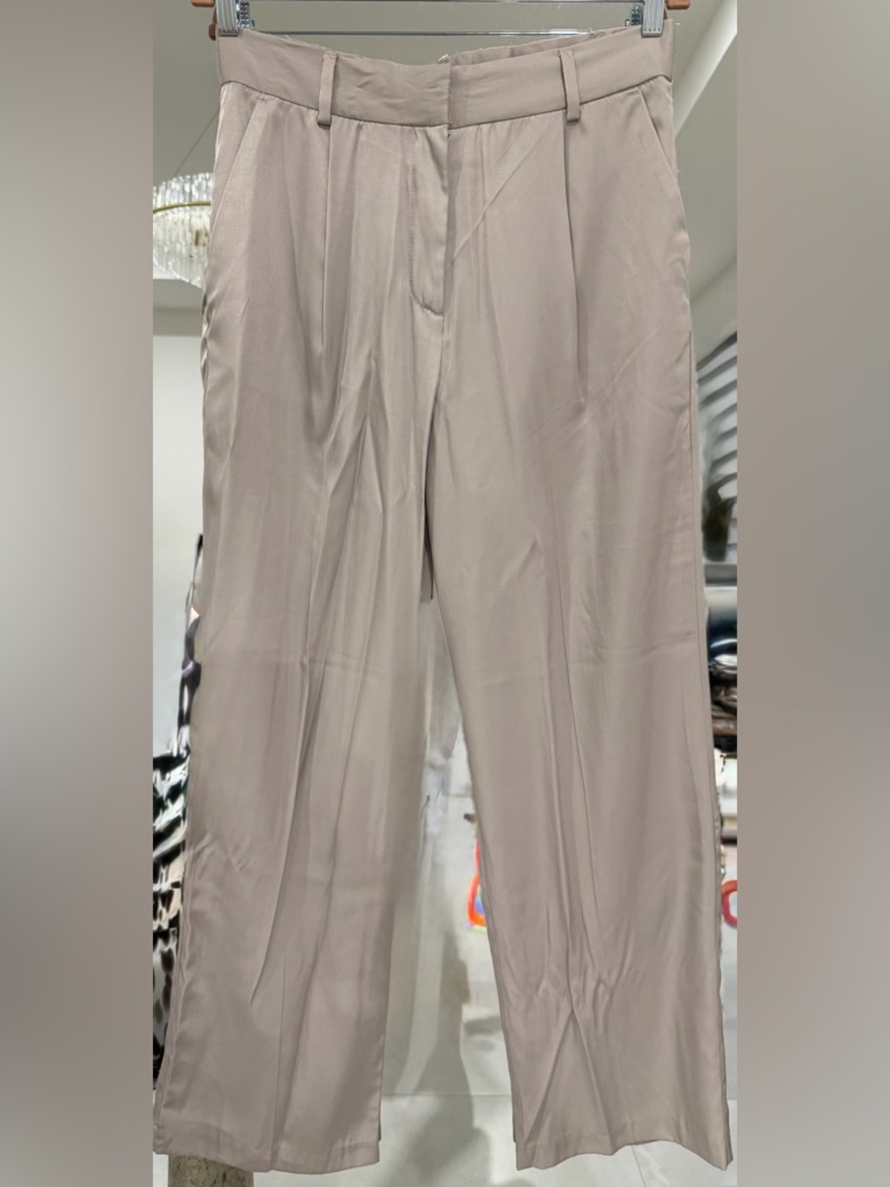 New H&M Women’s Taupe Straight-Leg Dress Viscous Blend Women’s Pants Size 10